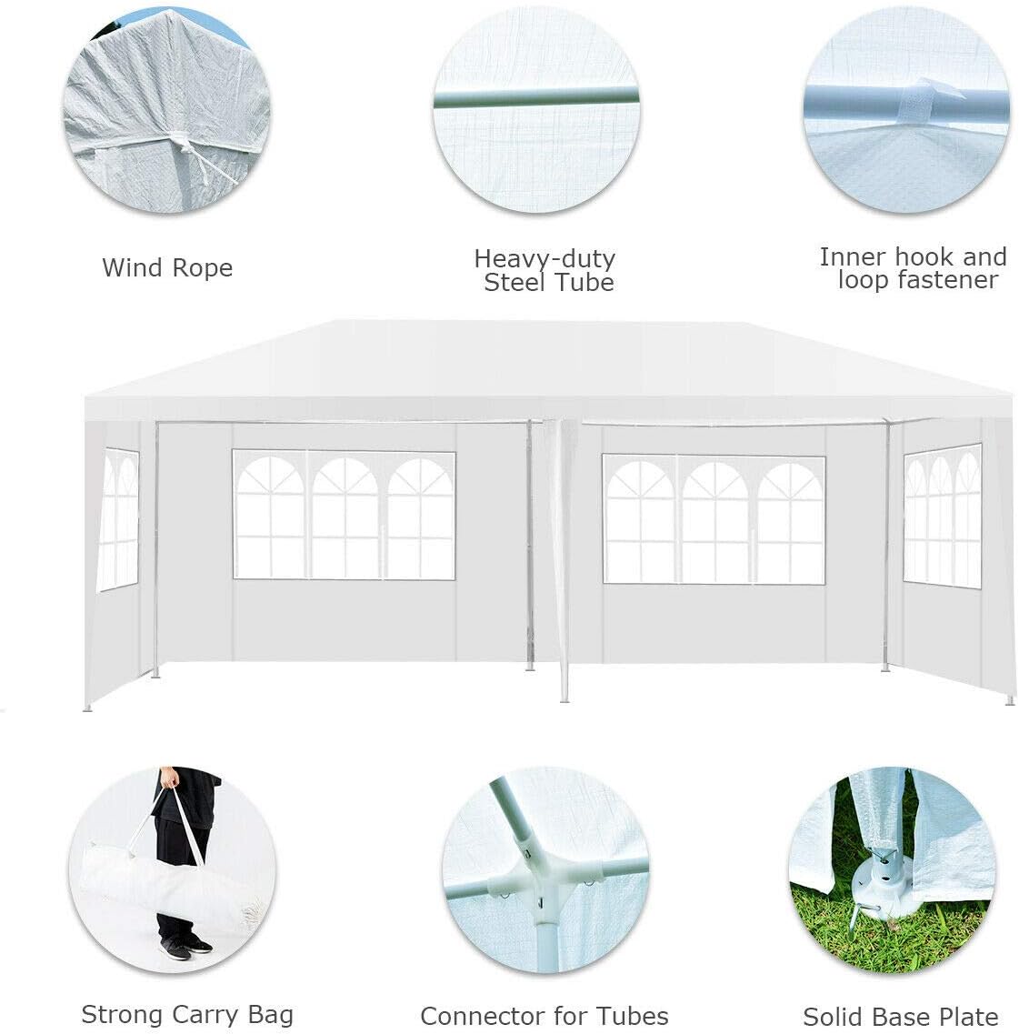 Tangkula Outdoor 10 x 20 Feet Canopy Tent, Party Wedding Tent with Removable Walls, Portable Canopy Shelter Gazebo Pavilion for Event, Backyard
