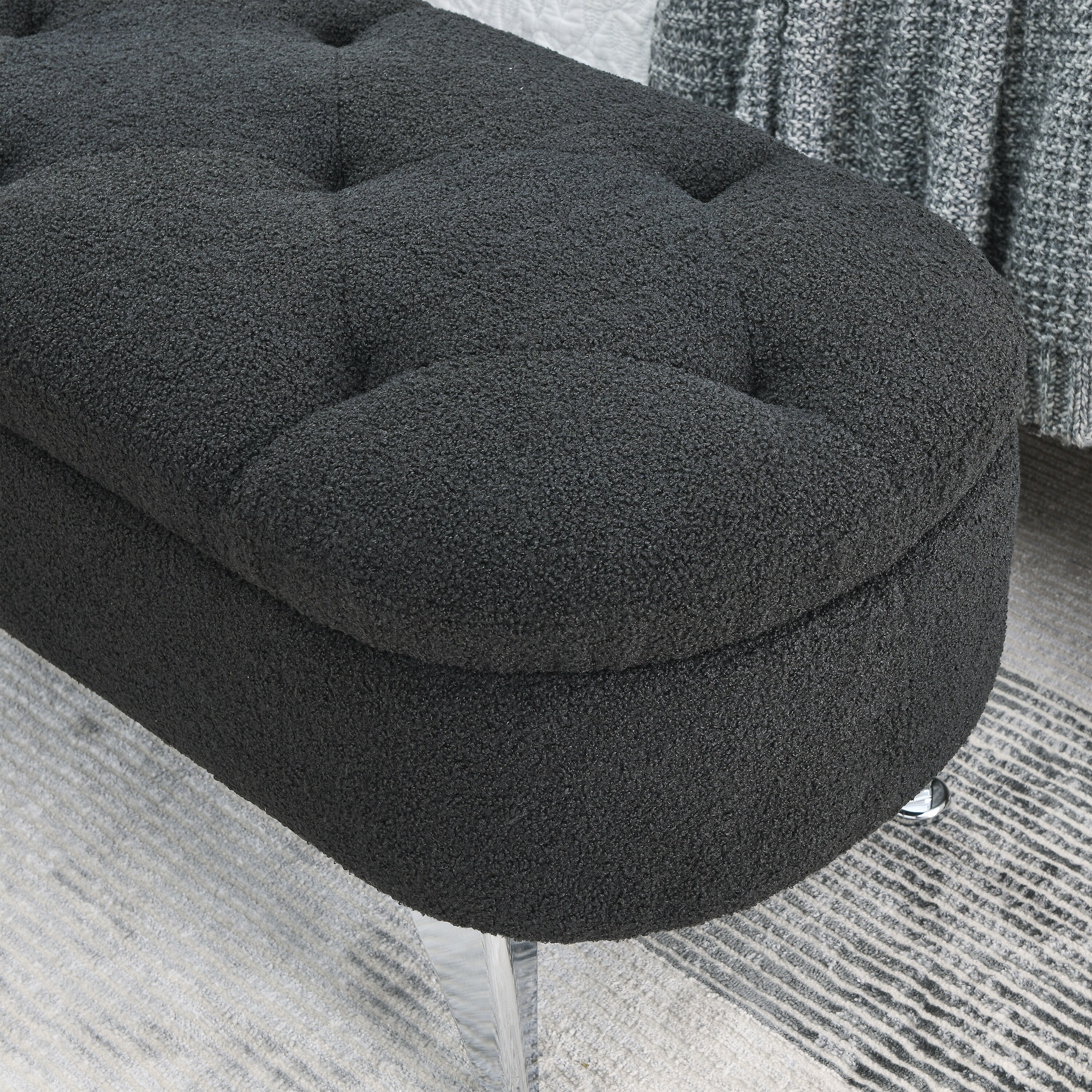Length 45.5 inches Storage Ottoman Bench Black teddy