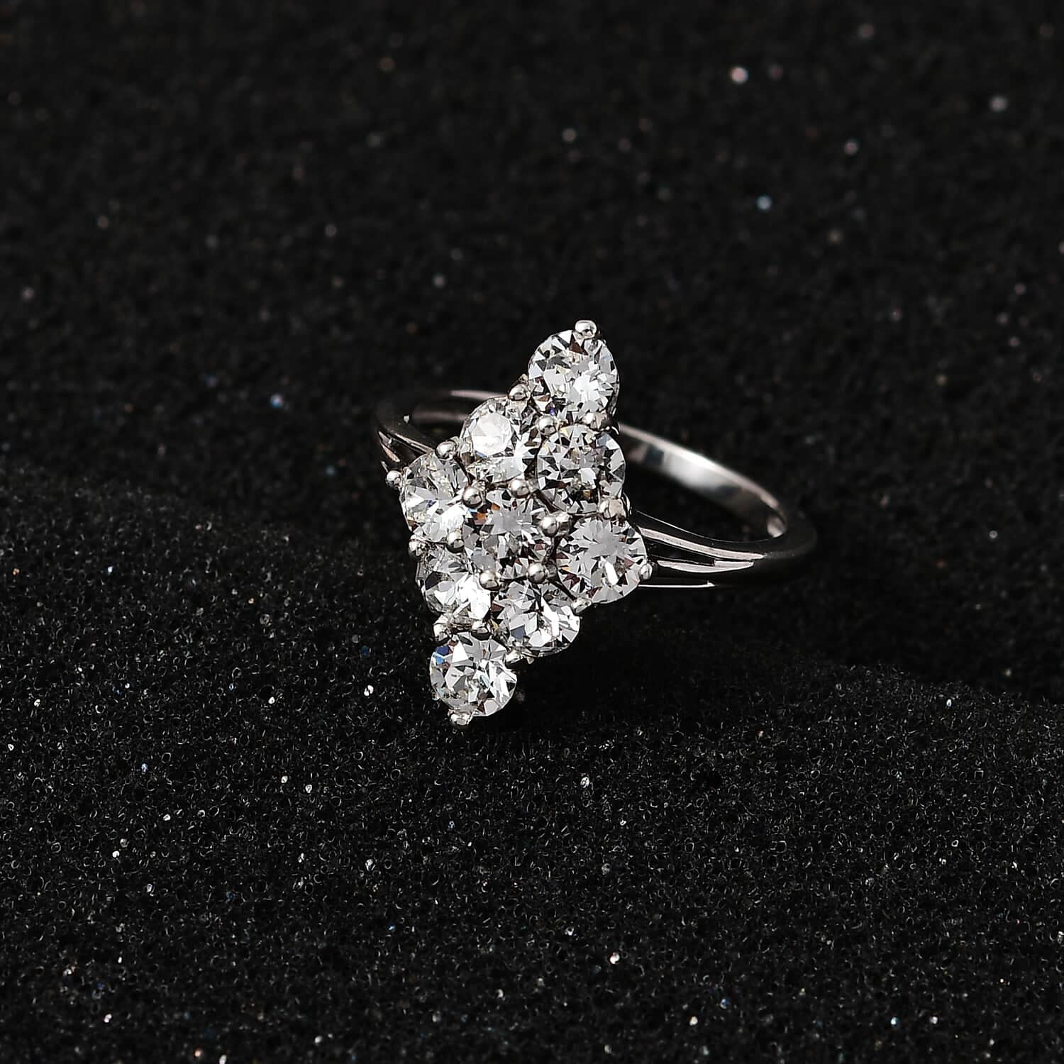 Shop LC White Crystal Round 925 Sterling Silver Platinum Plated Cluster Ring for Women Jewelry Size 9 Birthday Gifts for Women