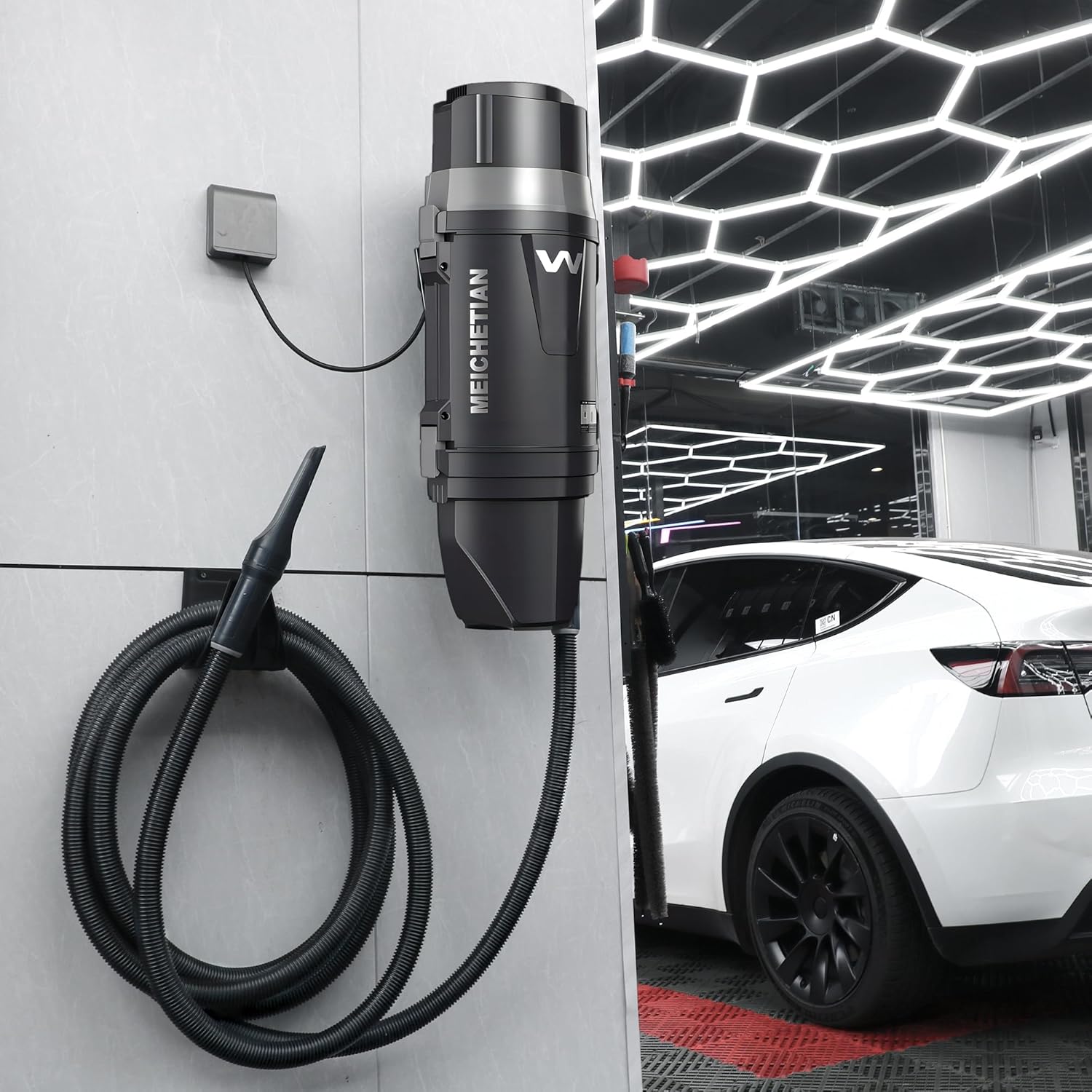 Garage Vacuum Wall Mounted, 5 Gallon Wet Dry Car Vacuum Cleaner with 26 ft Extra Long Hose for Garage, Car, Workshop, Pet Hair, Black