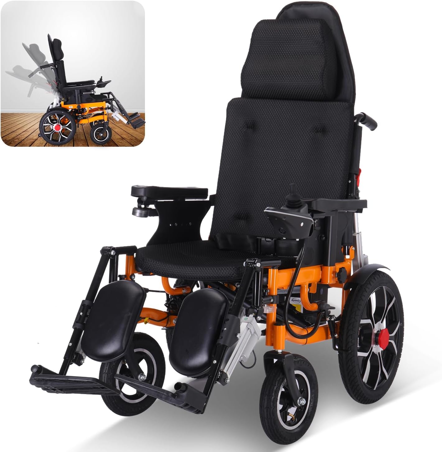 Reclining Electric Wheelchair for Adults Lightweight Foldable,20" Seat Width All Terrain Motorized Wheelchair for Seniors Portable