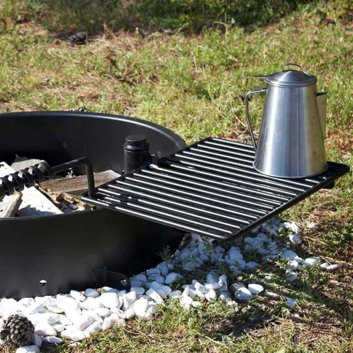 TITAN GREAT OUTDOORS 32" Steel Fire Ring with Cooking Grate Campfire Pit Park Grill BBQ Camping Trail