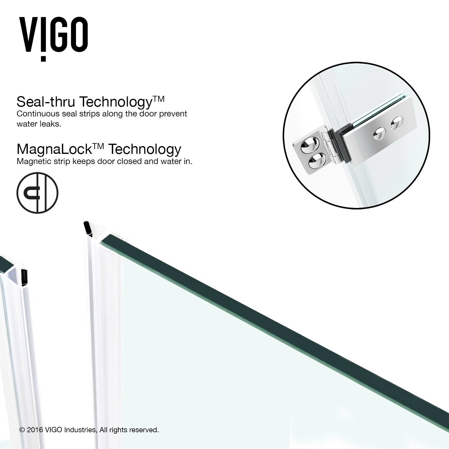 Vigo VG6072CHCL28 Clear Glass/Chrome Soho 28x22 Frameless Shower Door