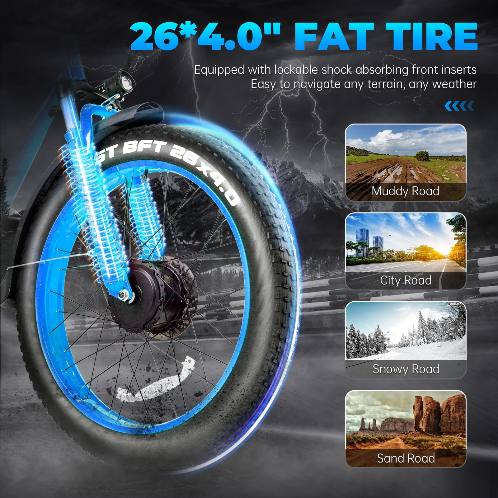 Electric Bike for Adults - Dual Motor AWD 2000W 32MPH Ebike with 48v/22.5Ah Removable Battery, 26x4.0 Fat Tire Mountain Electric Bicycle