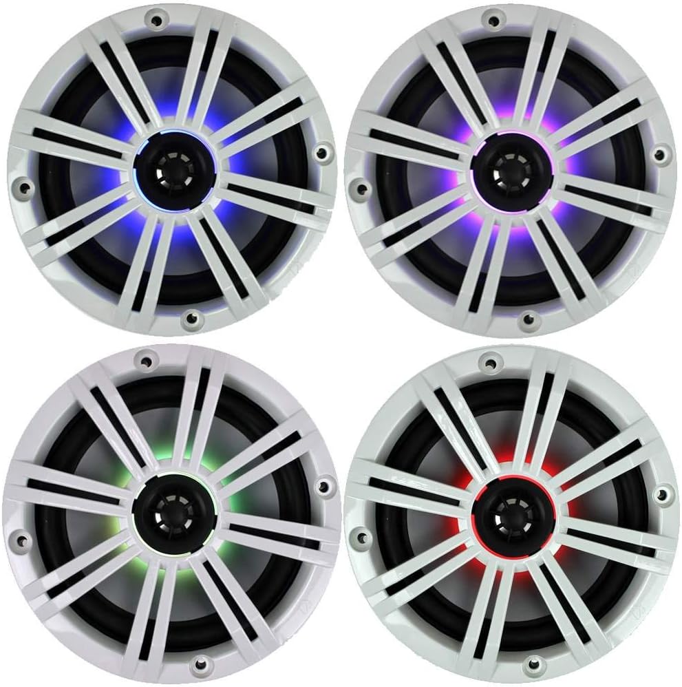Kicker KM654LCW (41KM654LCW) 6.5 Inch 2-way Marine Speaker Pair with Built-In LED Lighting