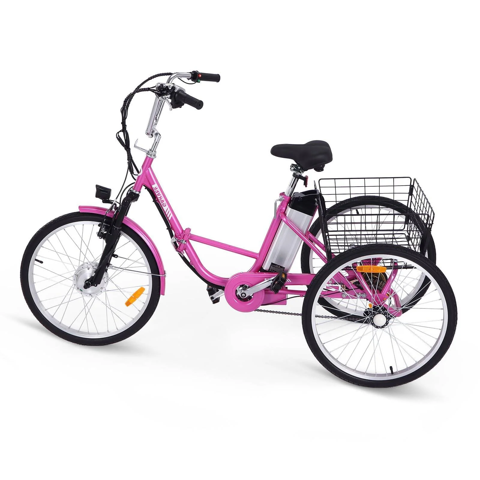 WhizMax 24 Electric Trike for Adult, 250W 36V 7 Speeds Folding Electric Tricycle 3-Wheel E-Bike with Large Basket, up to 15.5 MPH