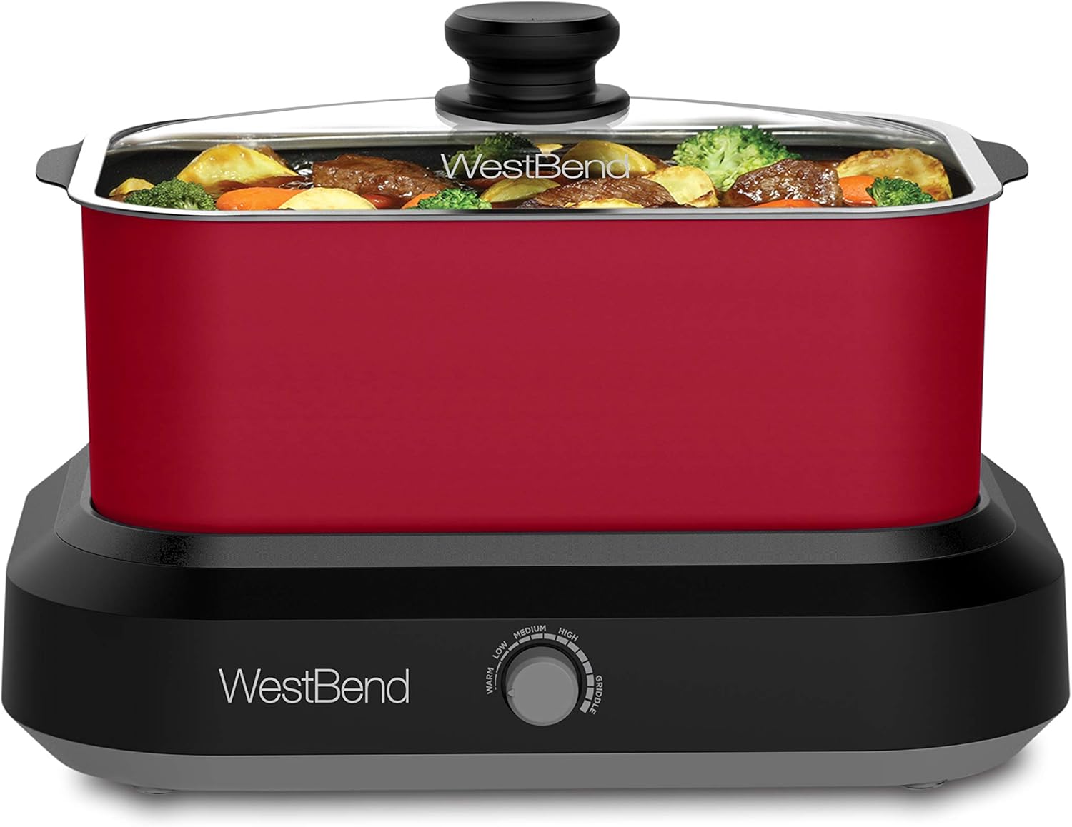 West Bend 87905 Versatility Slow Cooker Large Capacity Non-stick Dishwasher Safe Variable Temperature Control Includes Travel Lid & Thermal Carrying