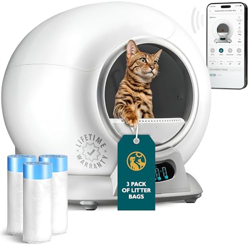 Self Cleaning Litter Box with Auto Safety Sensors for Multiple Cats - Automatic Cat Litter Box Self-Cleaning