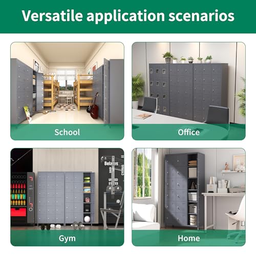 Metal Locker 3 Doors Storage Lockers for Employee,72" Tall Locker with Shelves and Hooks Steel Sports Locker for Office School Office Gym Home Garage