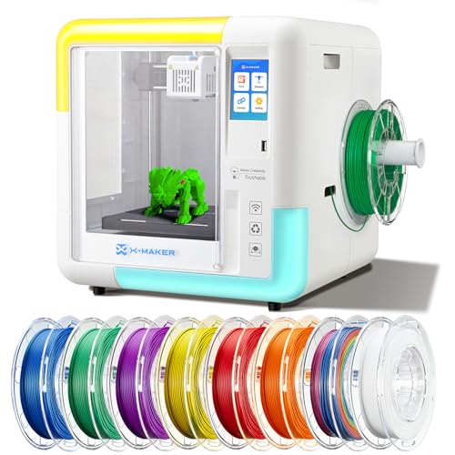 X-Maker 3D Printer for Kids and Beginners, Fully Assembled High-Speed 3D Printer with 8 PLA Filament Set, Leveling-Free Bed, Wi-Fi Printing