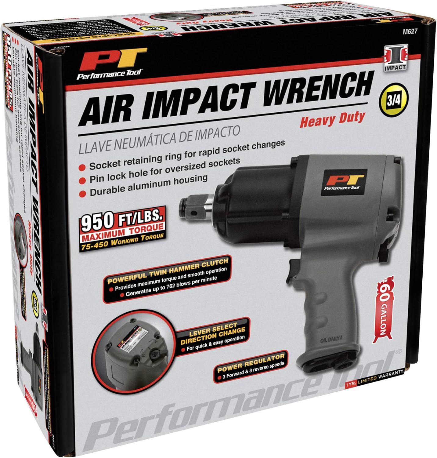 Performance Tool M627 3/4-Inch Drive Heavy Duty Impact Wrench