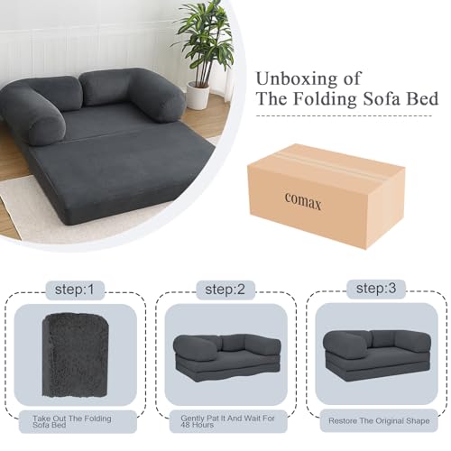 COMAX Folding Sofa Bed, Convertible Chair Bed Corduroy 3-in-1 Foldable Floor Couch with High-Density Foam, Futon Sofa Sleeper Mattress