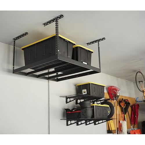 Klutch Gladiator Overhead Garage Storage Rack &mdash; Adjustable Height, 96in.L x 48in.D x 23&ndash;37in.H