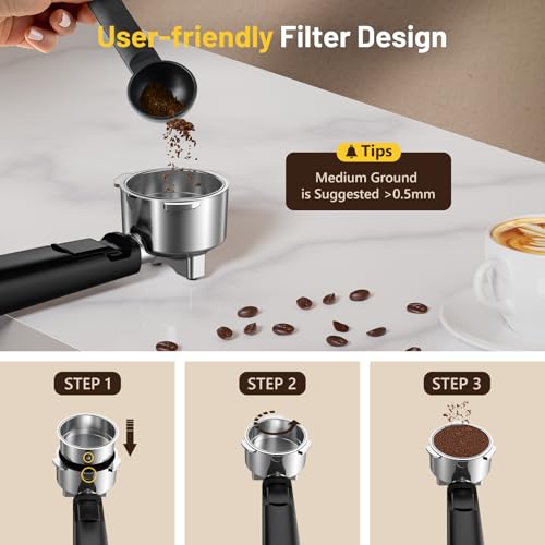 Espresso Coffee Machine with Milk Tank, 20Bar Hot & Iced Coffee Machine with Rapid Cold Brew