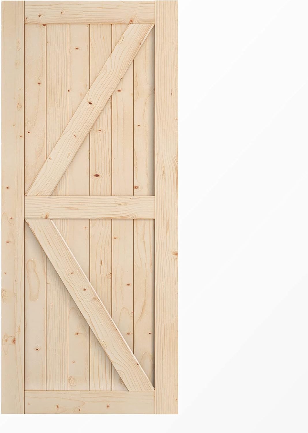 EaseLife 36in x 84in Sliding Barn Wood Door,Interior Doors,DIY Assemblely Unfinished Solid Natural Spruce Panelled Slab,Easy Install