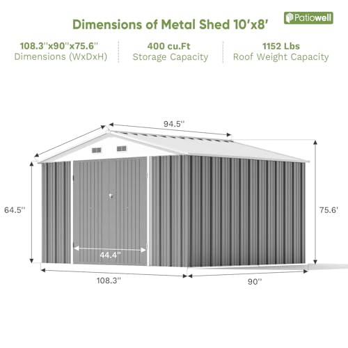 Patiowell 5x3 FT Outdoor Storage Shed, Tool Shed with Sloping Roof and Lockable Door, Metal Shed for Backyard Garden Patio Lawn, Brown