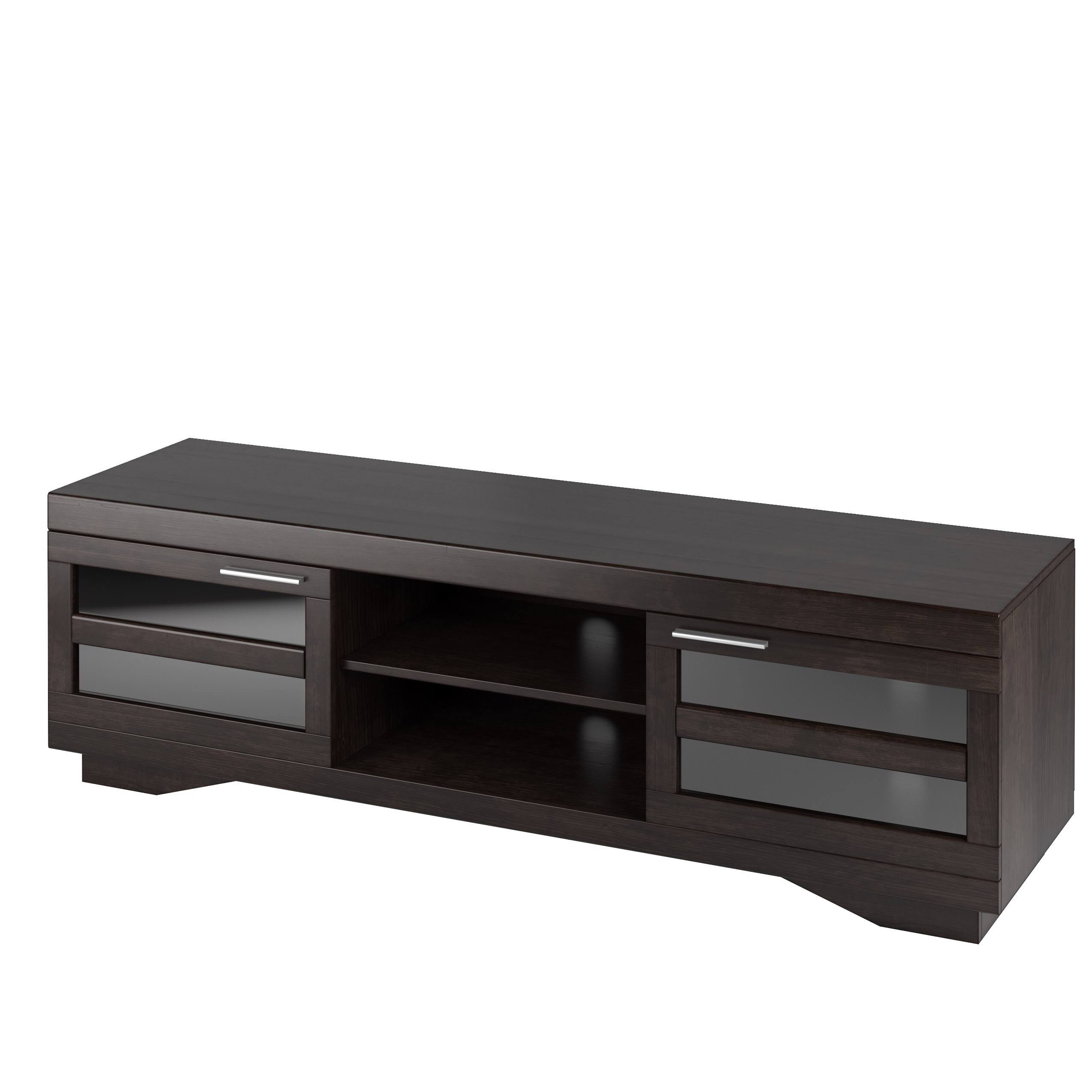 SONAX Granville 66-Inch Wood Veneer TV Bench, Mocha Black