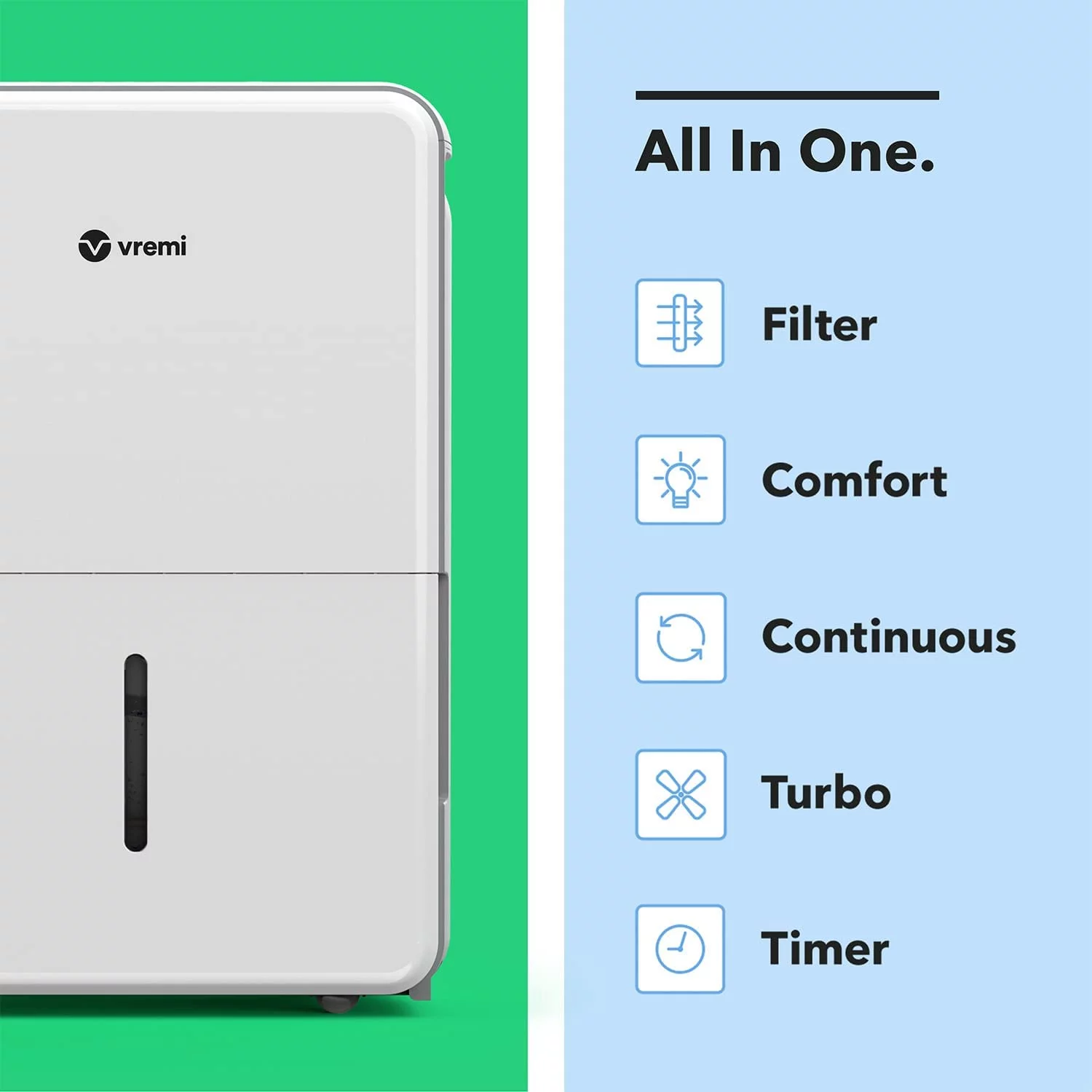 Vremi 22 Pint 1,500 Sq. Ft. Dehumidifier Energy Star Rated for Medium Spaces and Basements