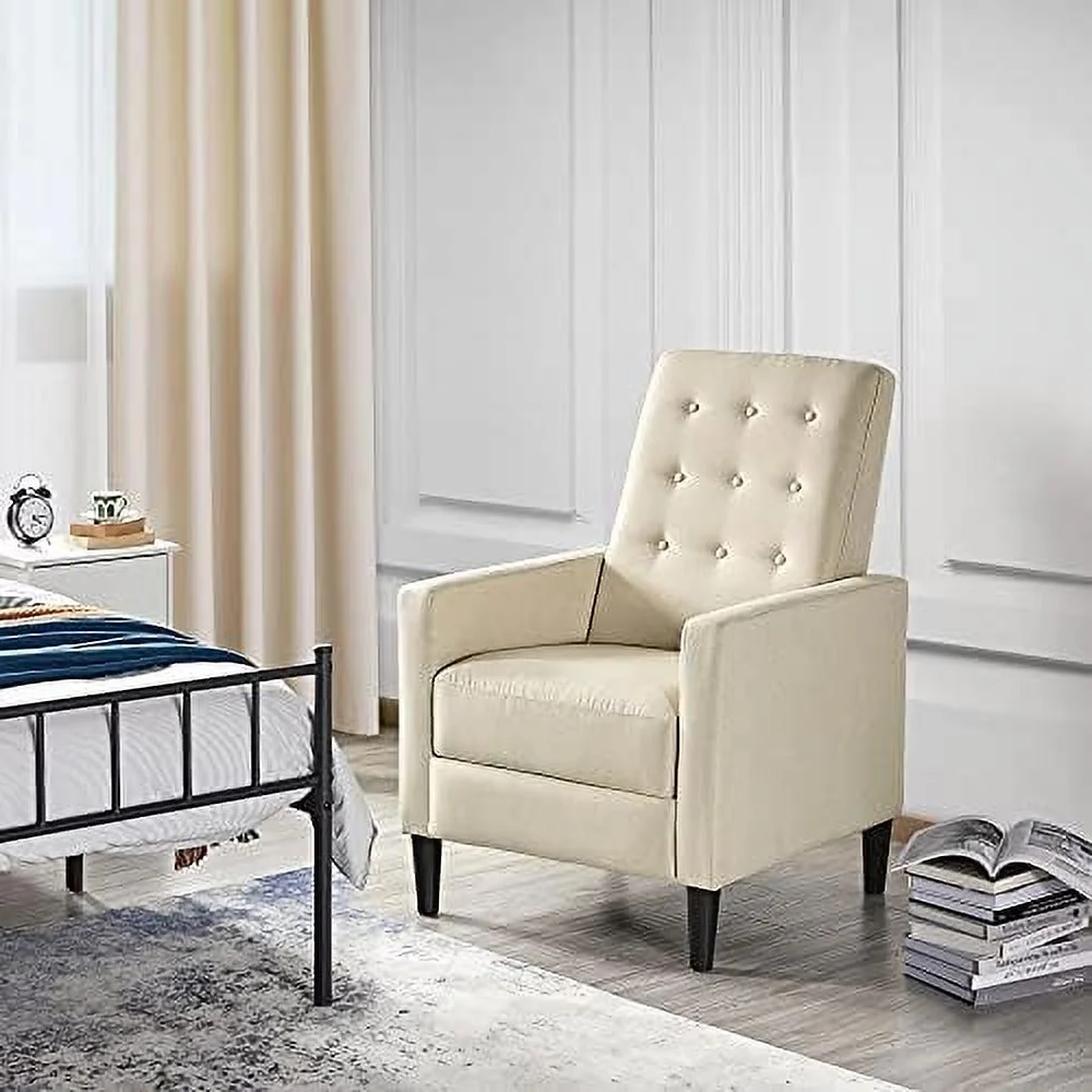 RUNFAYBIU Fabric Recliner Chair Mid-Century Modern Recliner Adjustable Single Recliner Sofa with Thicker Seat Cushion Tufted Upholstered Sofa with