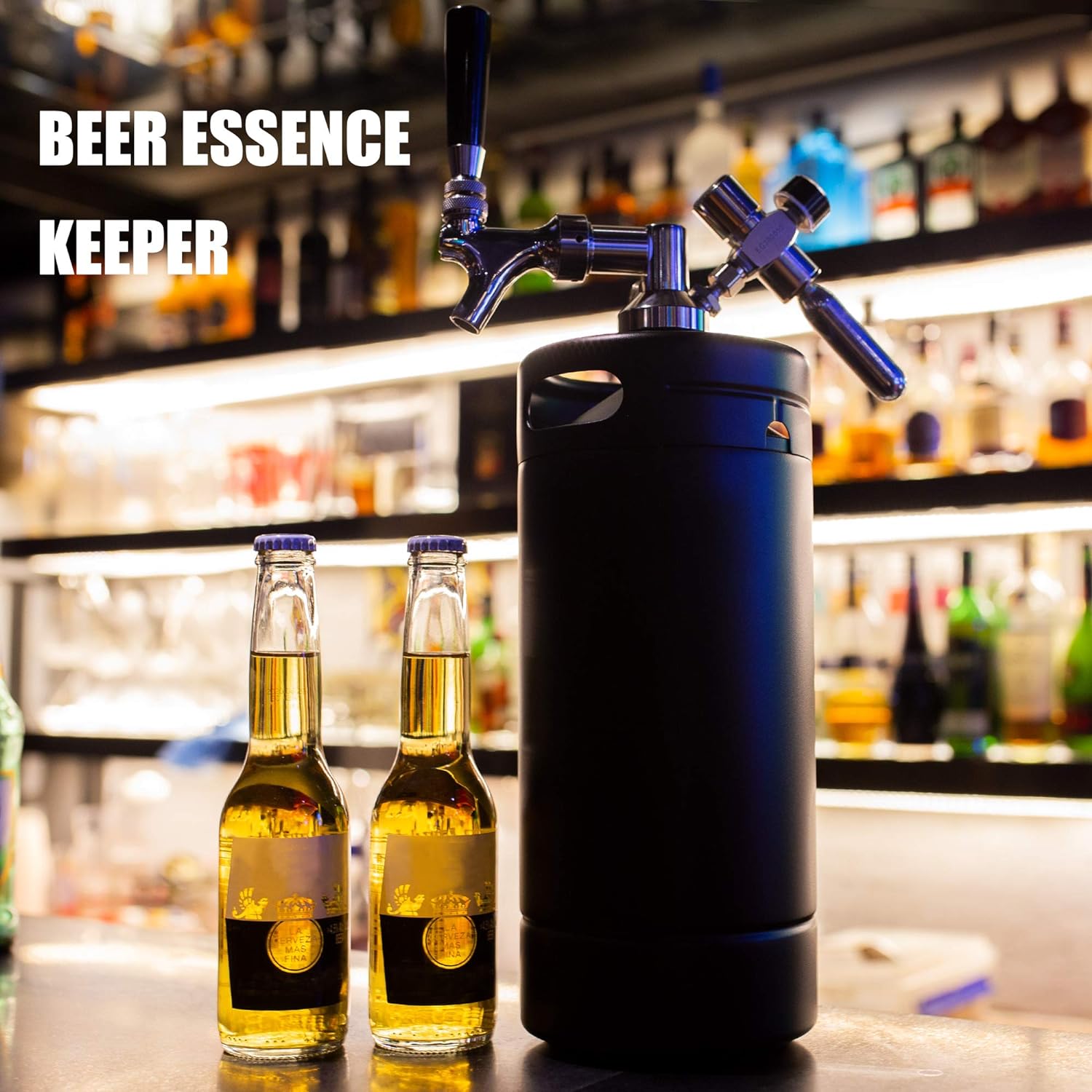 TMCRAFT 128oz Growler Tap System, Pressurized Stainless Steel Mini Keg with Cooler Jacket