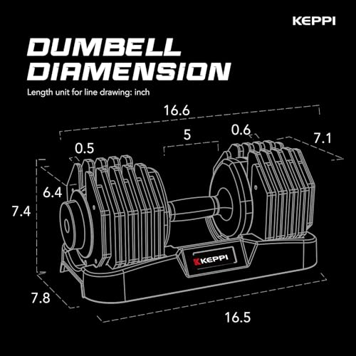Keppi Adjustable Dumbbells Set-25lb/40lb/55lb/60lb, Anti-Slip Metal Fast Adjust Weight Handle, Exercise & Fitness for Full Body Workout