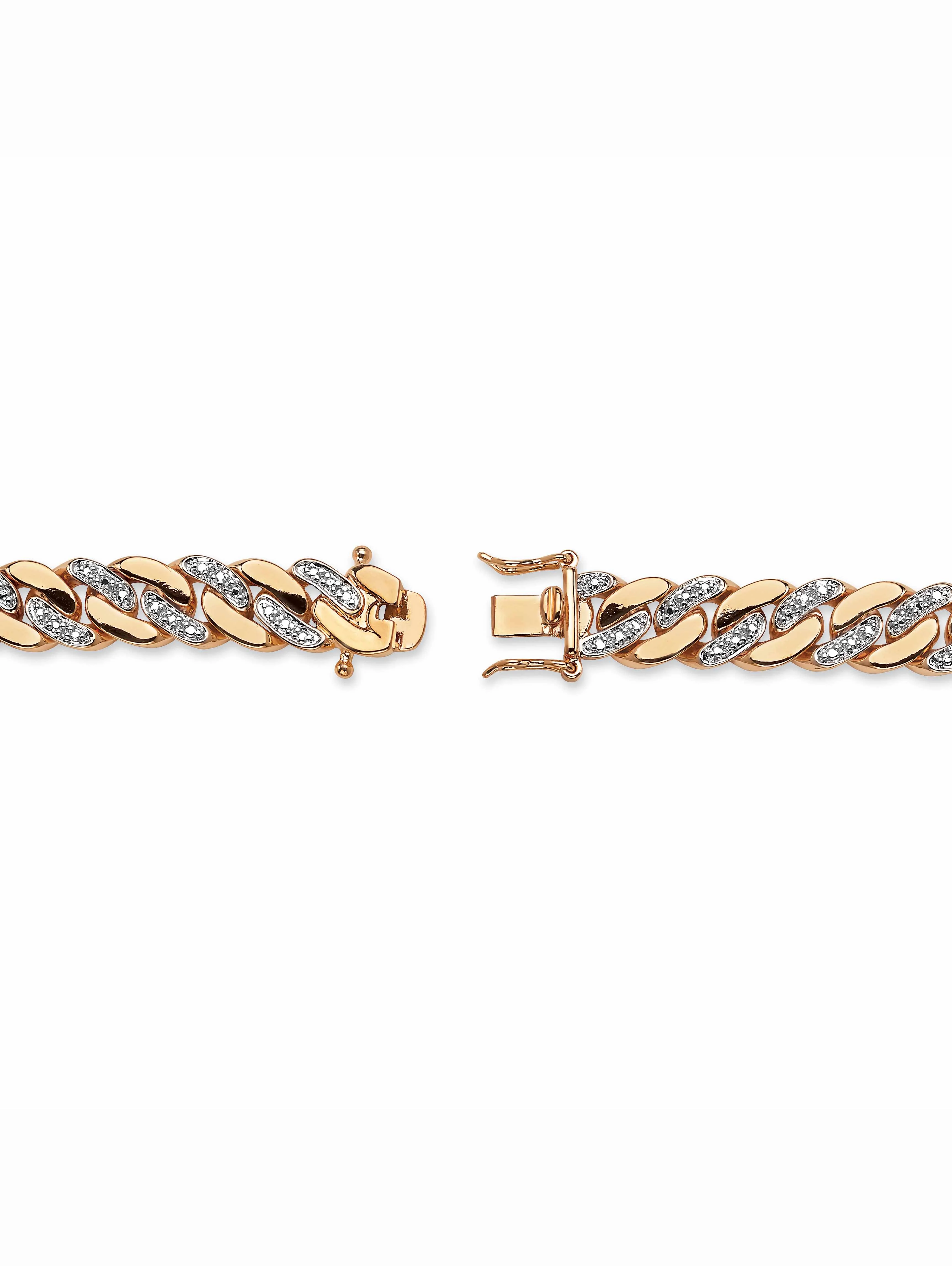 PalmBeach Jewelry Men's Diamond Accent Curb-Link Bracelet Yellow Gold-Plated 9.5" (9mm)