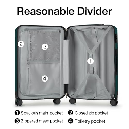 Hanke 29 Inch Luggage Suitcases With Spinner Wheels Lightweight PC hardside Rolling Suitcase With Travel Lock, Checked-Large 29-Inch(Blackish Green)