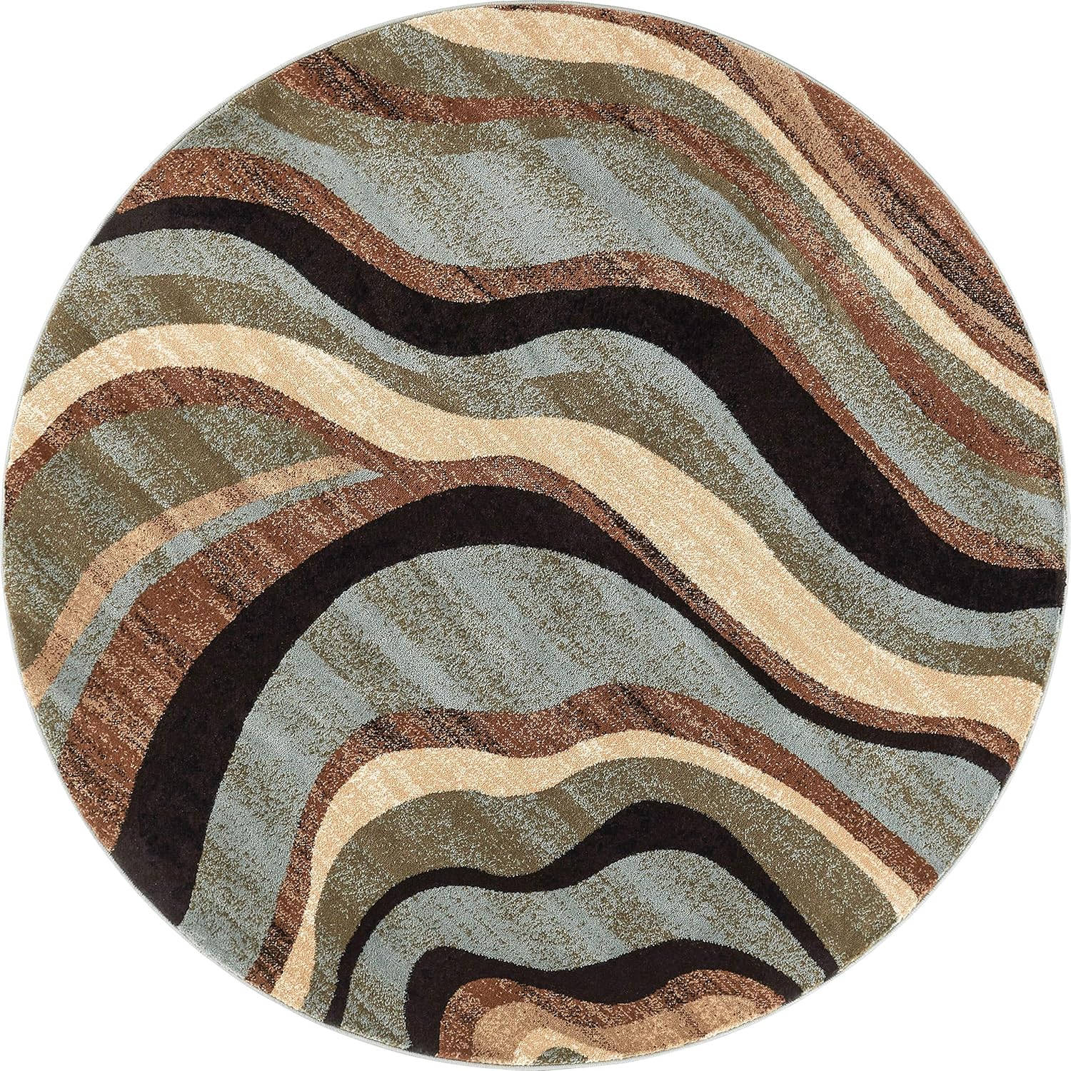 Hudson Waves Blue Brown Geometric Modern Casual Area Rug 8x10 8x11 ( 7'10" x 9'