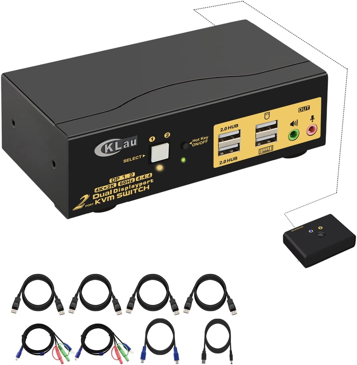 CKLau Dual Port Triple Monitor KVM Switch Displayport with Audio Output
