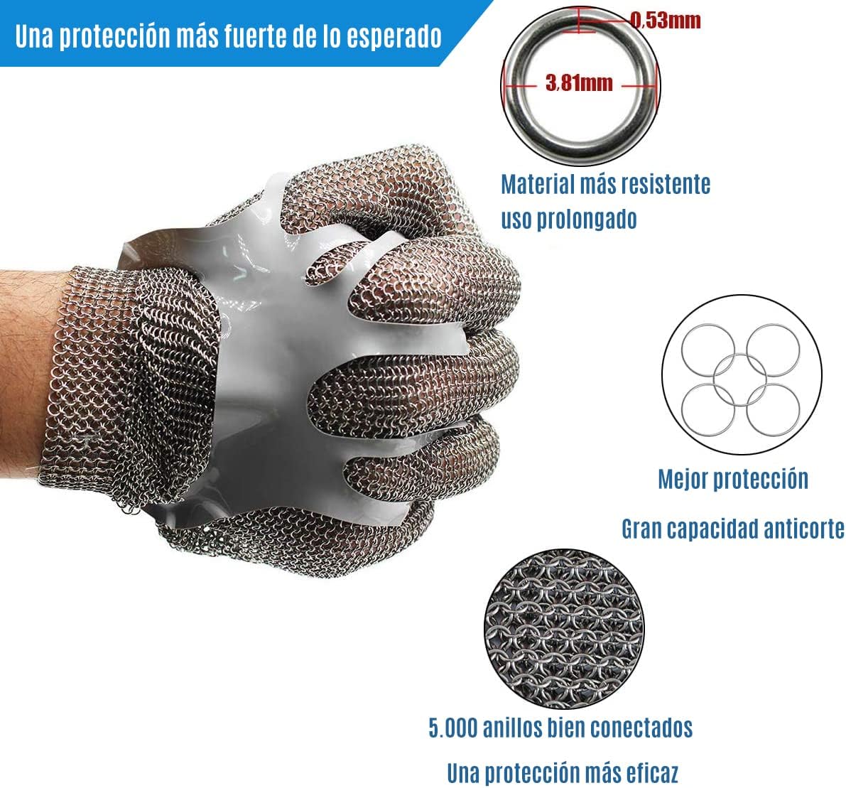 Schwer Highest Level Cut Resistant Stainless Steel Metal Mesh Chainmail Glove for Meat Cutting Butcher Glove（M） Pack of 2