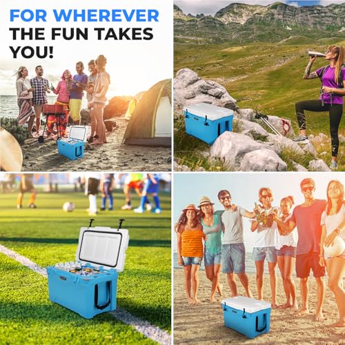 SereneLife Ultra-Tough 45 Quart Rotomolded Cooler Box with Wheels, Holds Upto 56 Cans, Keeps Ice Up to 5 Days