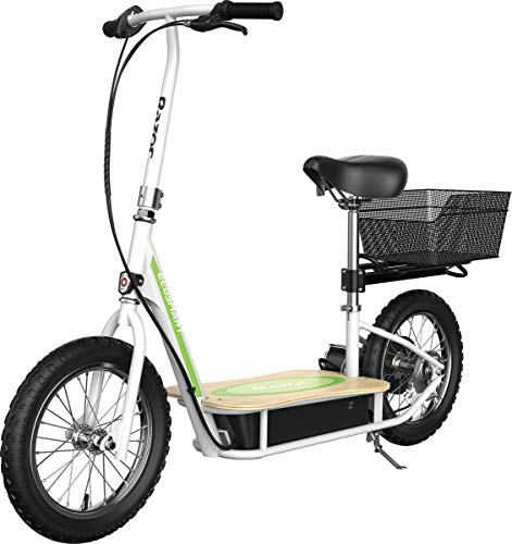 EcoSmart Metro Electric Scooter – Padded Seat, Wide Bamboo Deck, 16" Air-Filled Tires, 500w High-Torque Motor, Up to 18 mph, 12-Mile Range