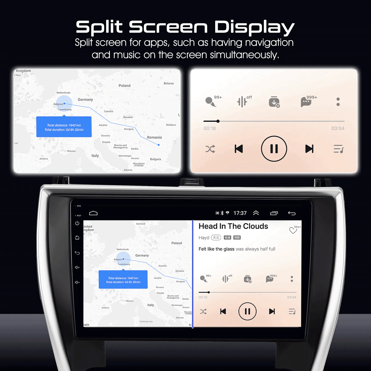 For 2015-2017 Toyota Camry 10.1in Carplay Android 12 Car Stereo Radio GPS Navi