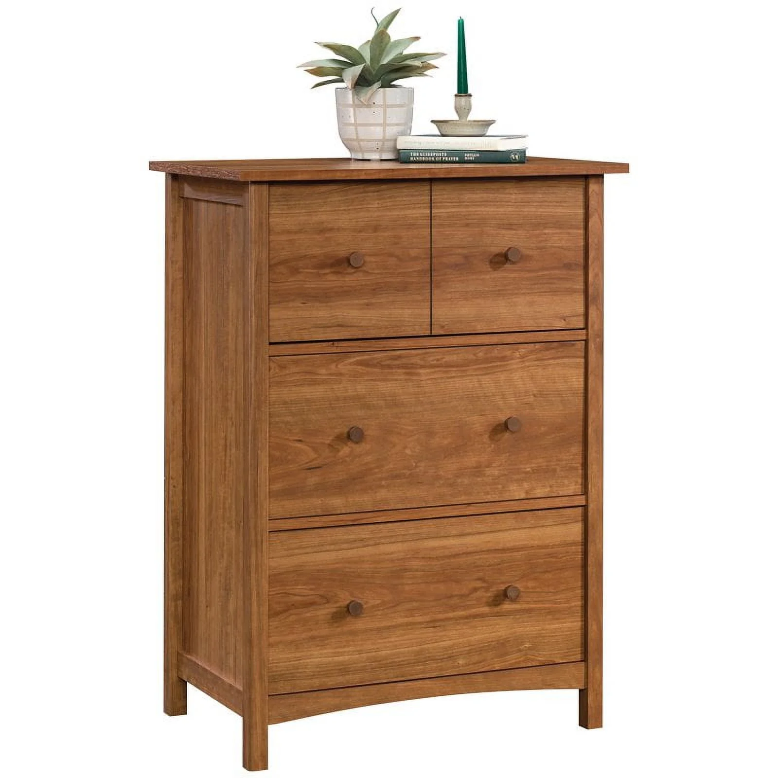 Pemberly Row Engineered Wood Secretary Desk/Chest in Prairie Cherry