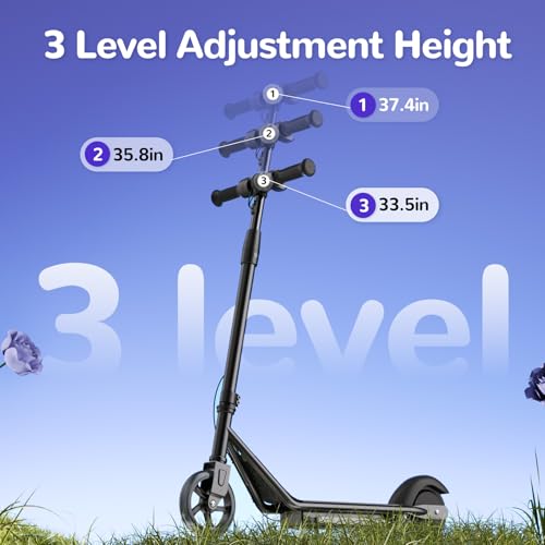 isinwheel S2 Electric Scooter for Kids Ages 6-12,150W Kids Electric Scooter with Adjustable Speed and Height, Colorful Lights, Double Brake