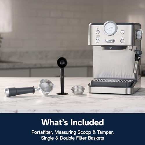 De’Longhi Linea Classic Espresso Machine with Milk Frother, 15-Bar Pump & Temperature Control - Barista Coffee Maker Kit for Espresso, Latte