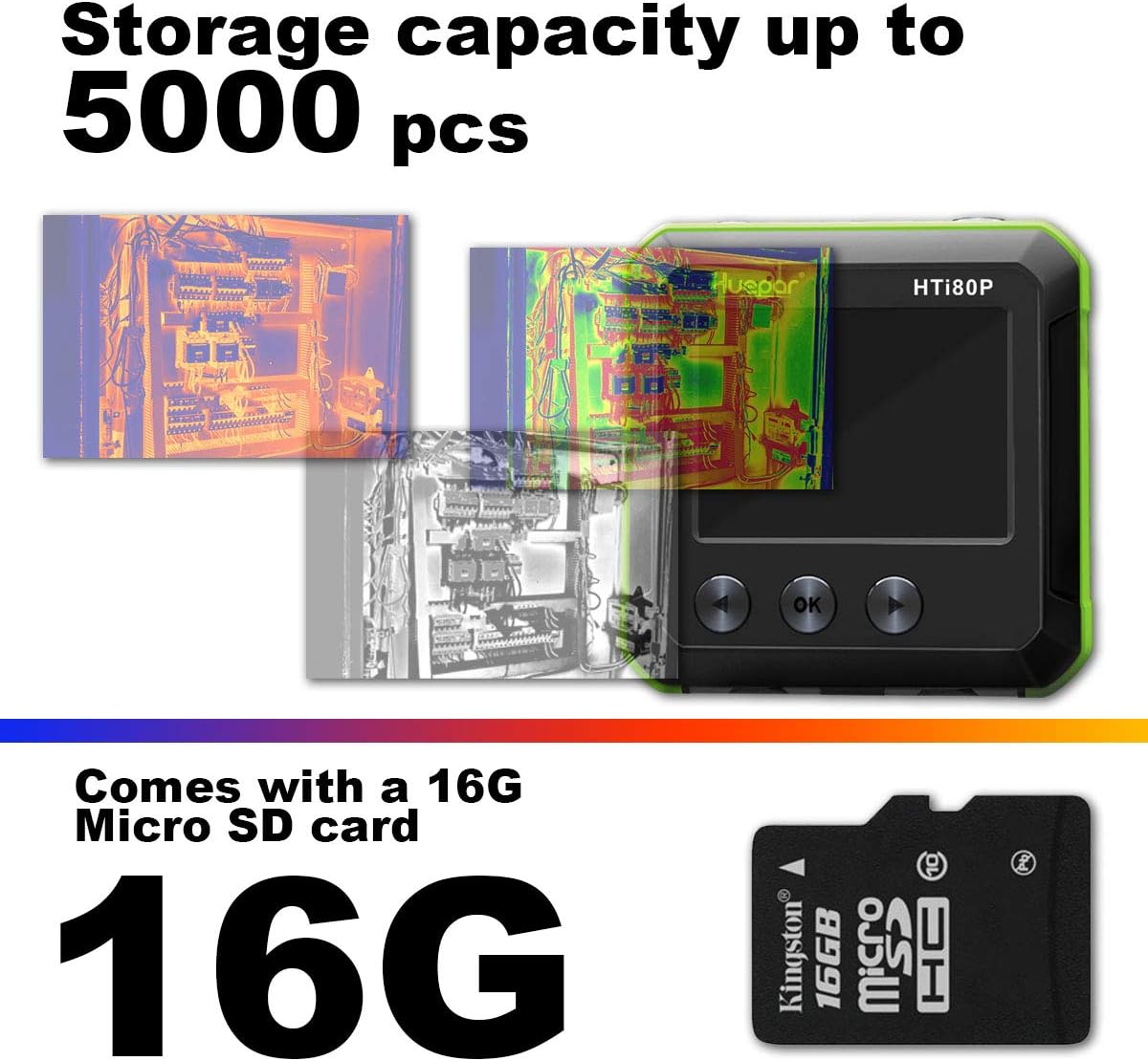 Pocket-Sized IR Thermal Imager, Huepar 80 x 60 Infrared Resolution Thermal Imaging Camera Measurement Range 14°F~752°F with 76800 Pixels Display