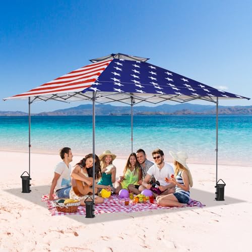 EAGLE PEAK 13x13 Straight Leg Pop Up Canopy Tent Instant Outdoor Canopy Easy Single Person Set up Folding Shelter w/Auto Extending Eaves 169 Square