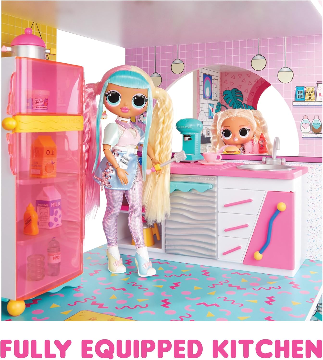 L.O.L. Surprise! OMG Fashion House Playset with 85+ Surprises and Made from Real Wood Including Pool, Spiral Slide, Rooftop Patio, Movie Theater