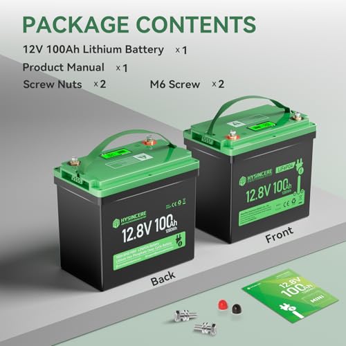 12V 100Ah LiFePO4 Lithium Battery, Mini Deep Cycle Rechargeable LiFePO4 Battery, Max.15000 Cycles Built in 100A BMS for RV, Trolling Motor, Camping