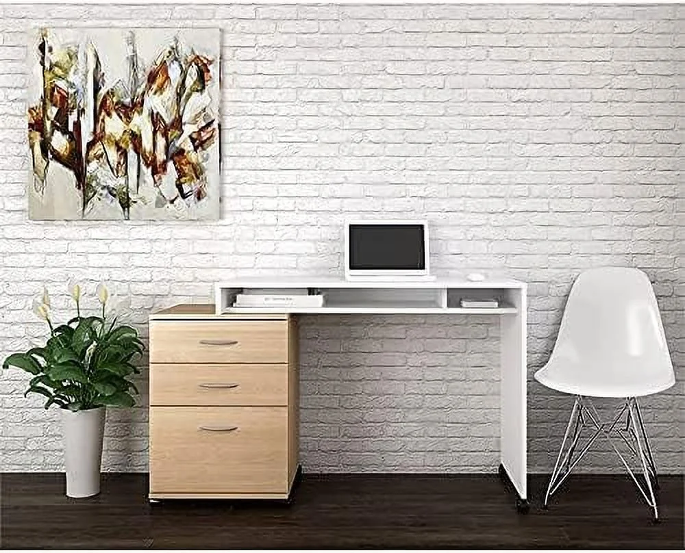 Wood 3 Drawer Lateral Mobile Vertical Filing Cabinet In Natural Maple