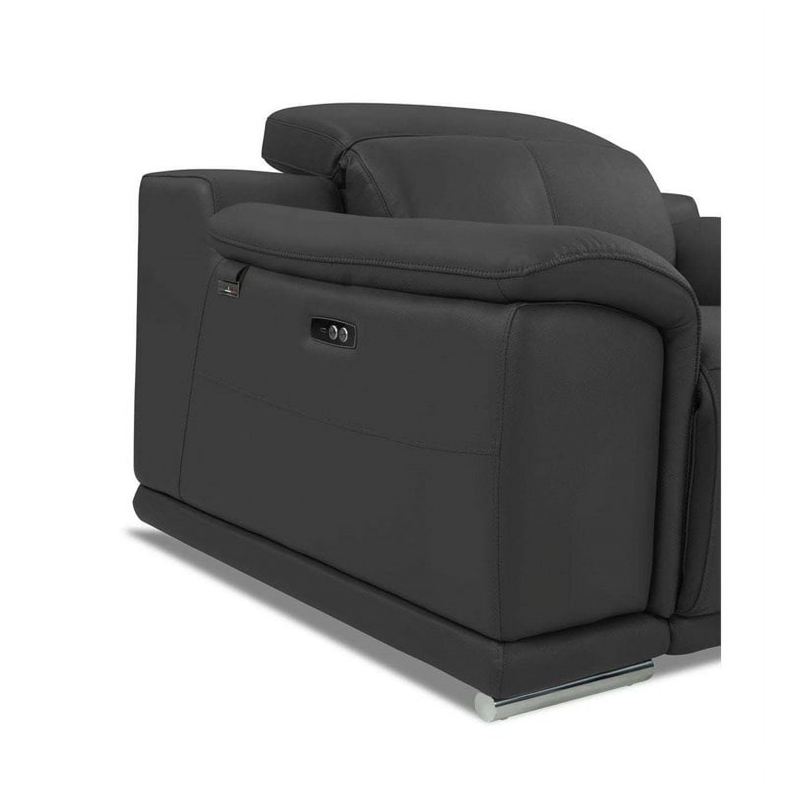 Titan Furnishings Genuine Italian Leather Power Reclining Chair in Dark Gray