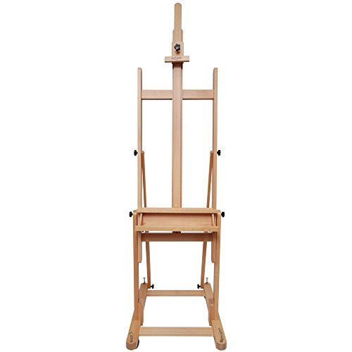 Mont Marte Tilting Studio Wooden Floor Easel. Height Adjustable Extra Large H-Frame Featuring A Large Tilt Range. Castor Wheels