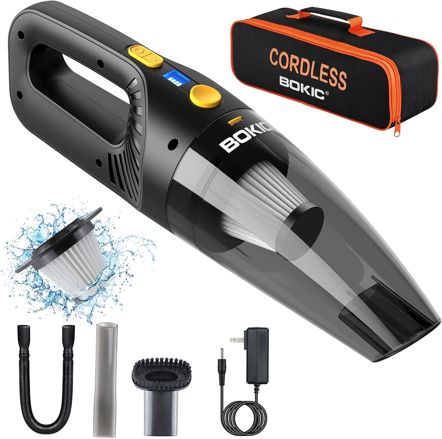 BOKIC Car Vacuum Cleaner Cordless, Cord-Free Handheld Vacuum Rechargeable, Portable High Power 8000Pa