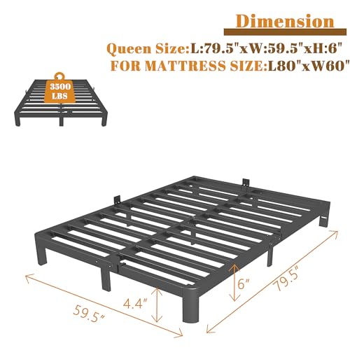 Full Size Bed Frame 16 Inch Black, Metal Platform Full Bed Frame with Baffles, No Box Spring Needed, Heavy Duty Steel Supprt, Rounded Corner Design