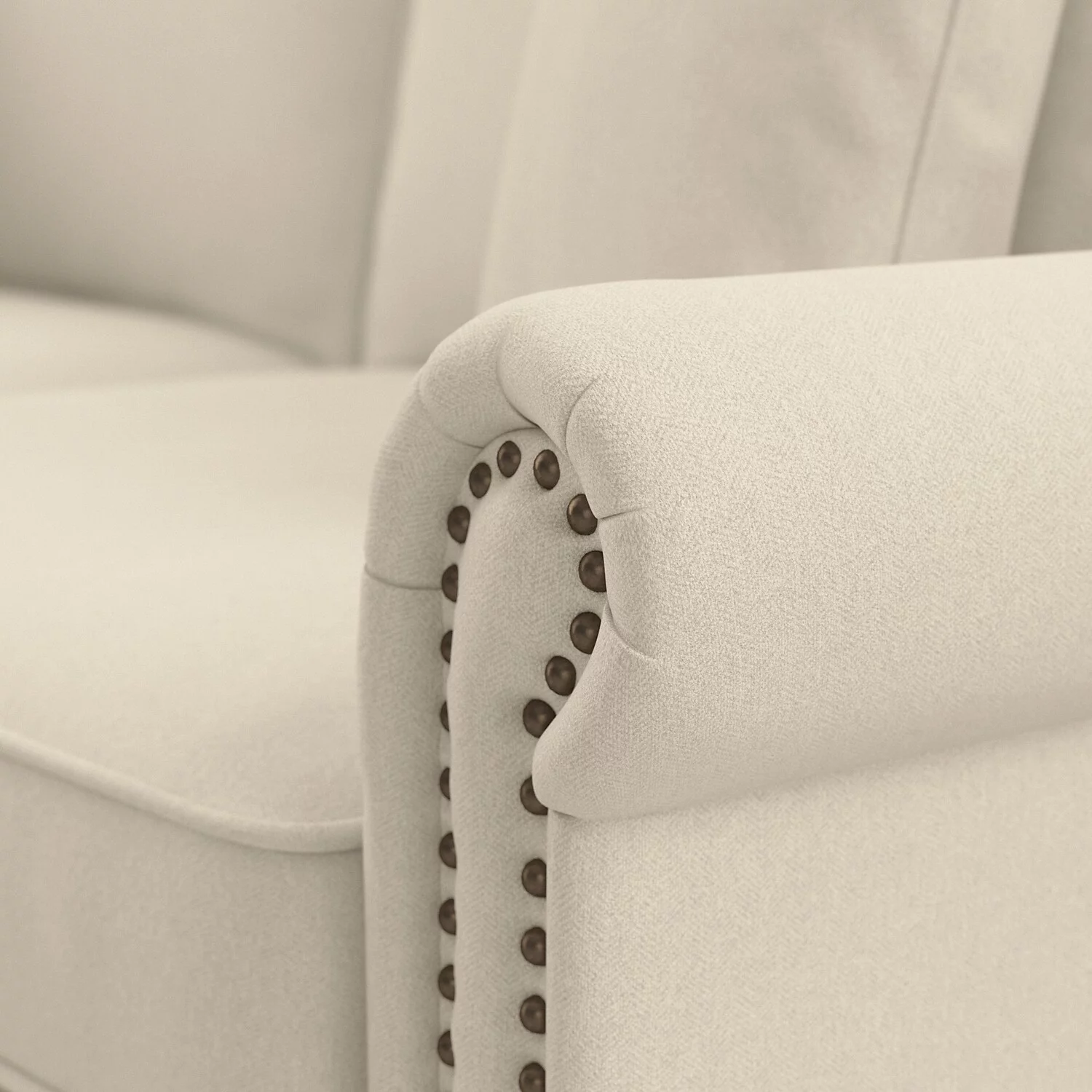 Coventry 73W Sofa in Cream Herringbone Fabric