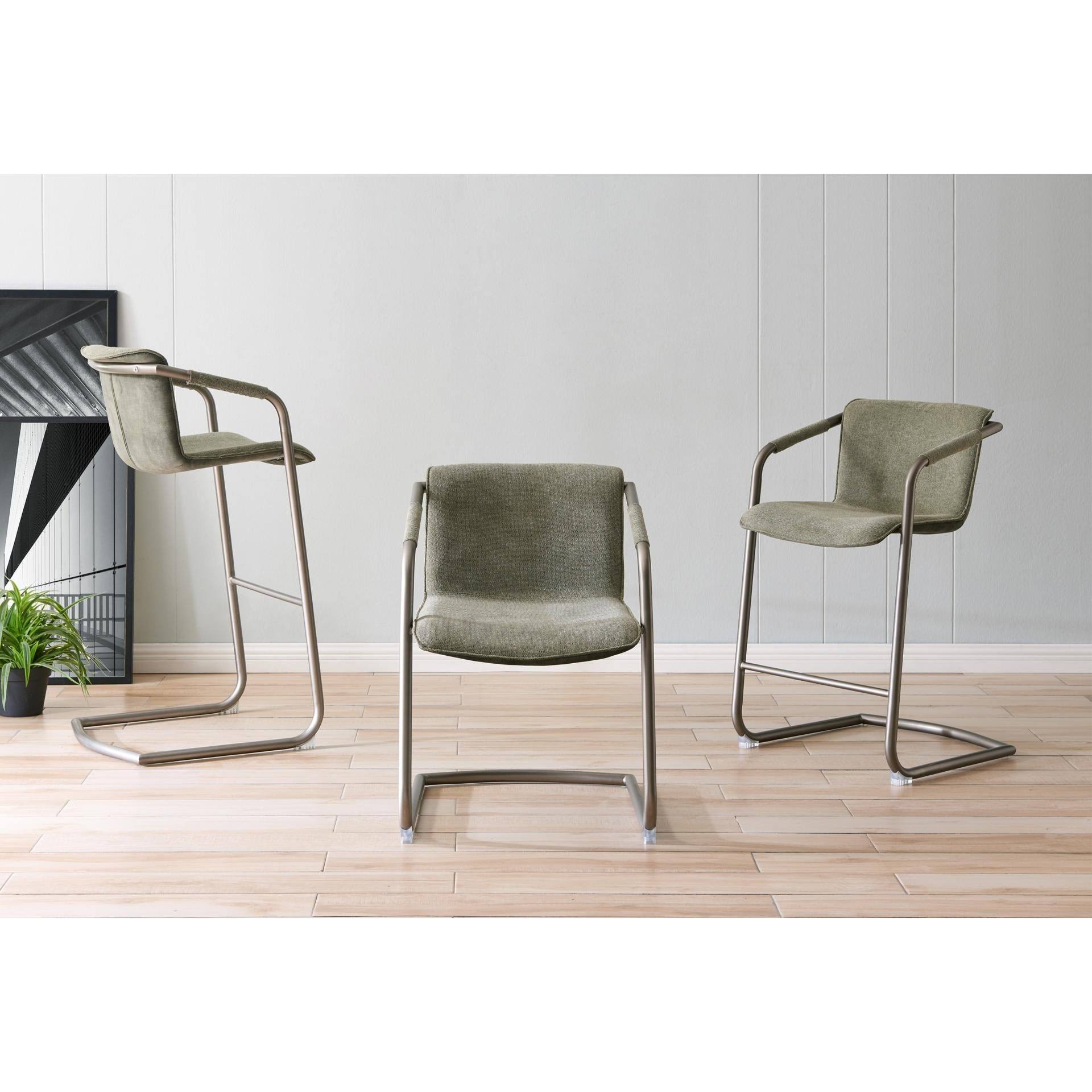 New Pacific Direct Indy Fabric Bar Stool - Sage Green/Velvet Green
