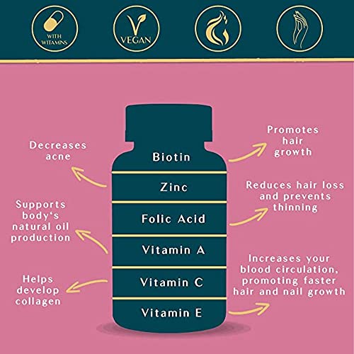 WEEM Hair Skin and Nails Gummies - Supports healthy hair - Vegan biotin Vitamins for Women & Men Supports Faster Hair Growth, Stronger Nails