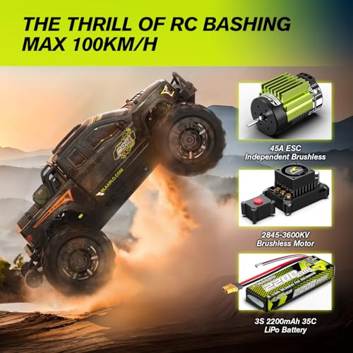 RLAARLO 1/14 Brushless Fast RC Cars for Adults, Top Speed 60+ MPH RC Truck