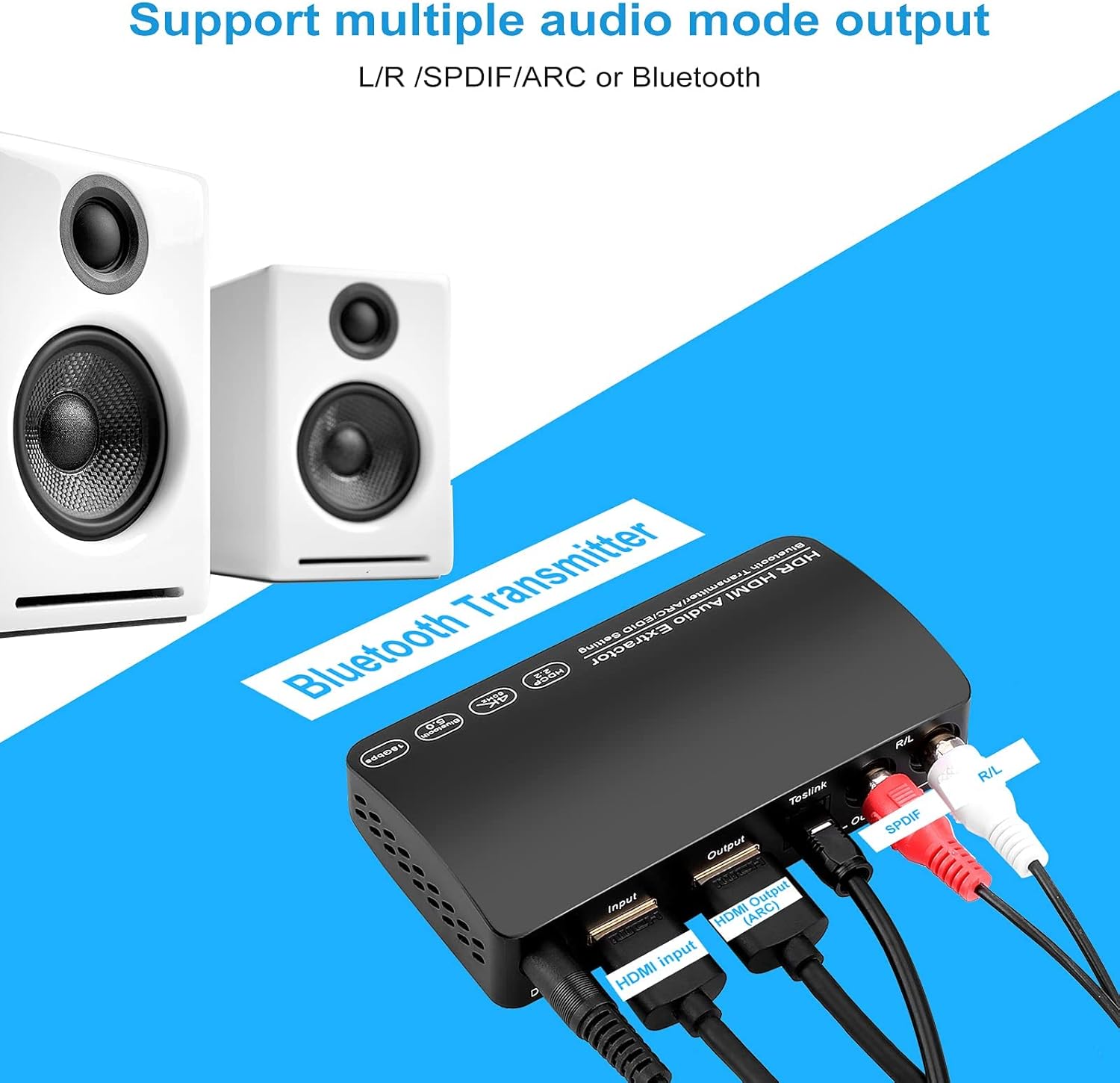 4K@60Hz HDMI2.0 Audio Extractor Converter with Bluetooth Transmitter